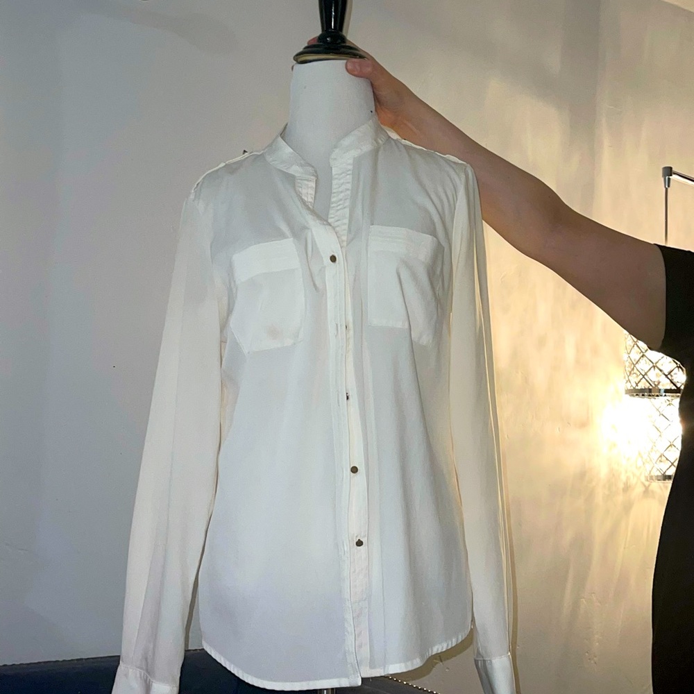 Blouse long sleeve color cream size M